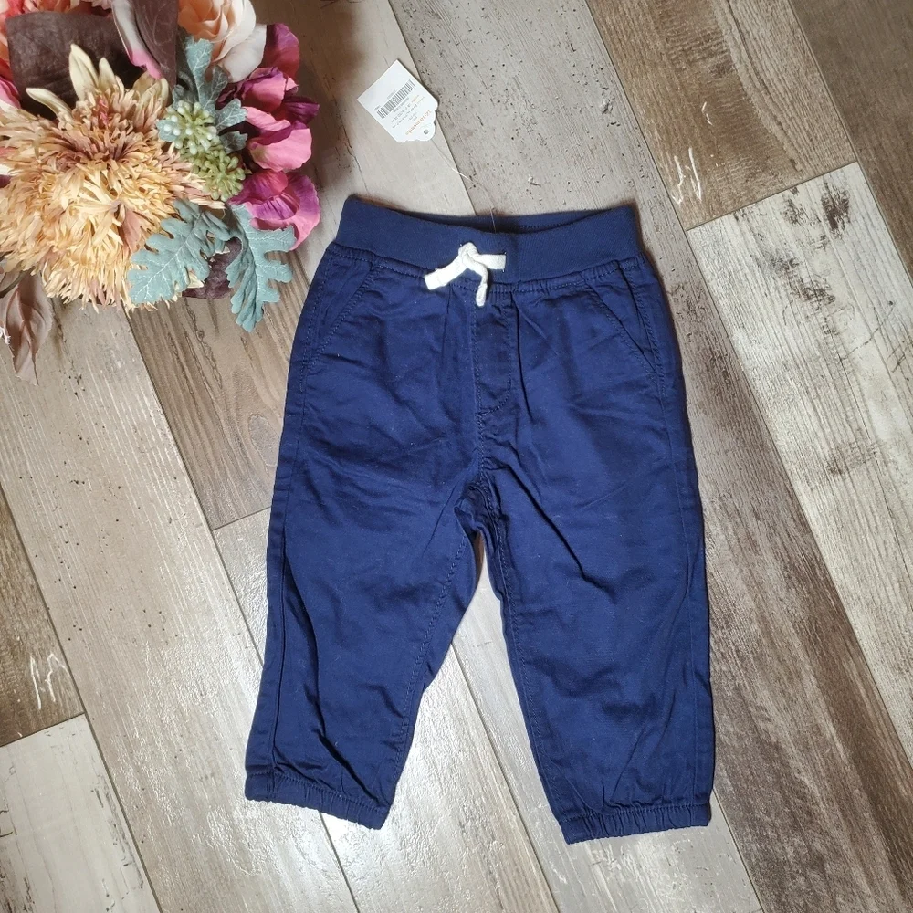 NWT Gymboree Baby Size 12-18m Blue Pull-On Casual Boy Pants 100% Cotton